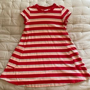 Hanna Andersson Red Striped Dress Sz 6-7 120